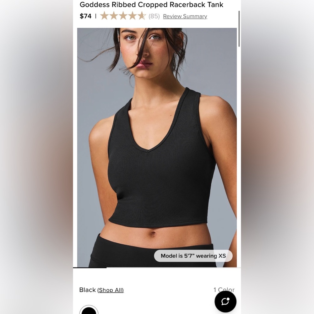 ALO Yoga Goddess Ribbed Cropped Racerback